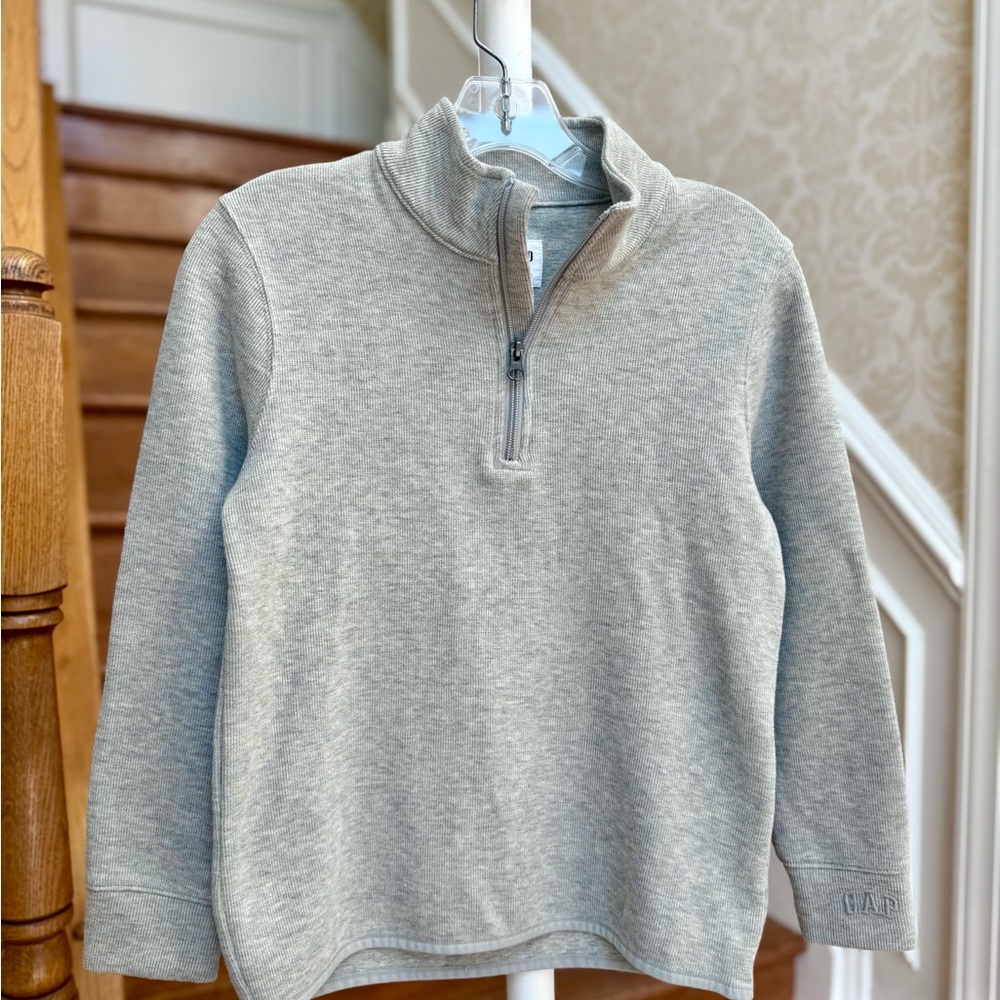 GAP Kids Light Gray Quarter-Zip Sweater